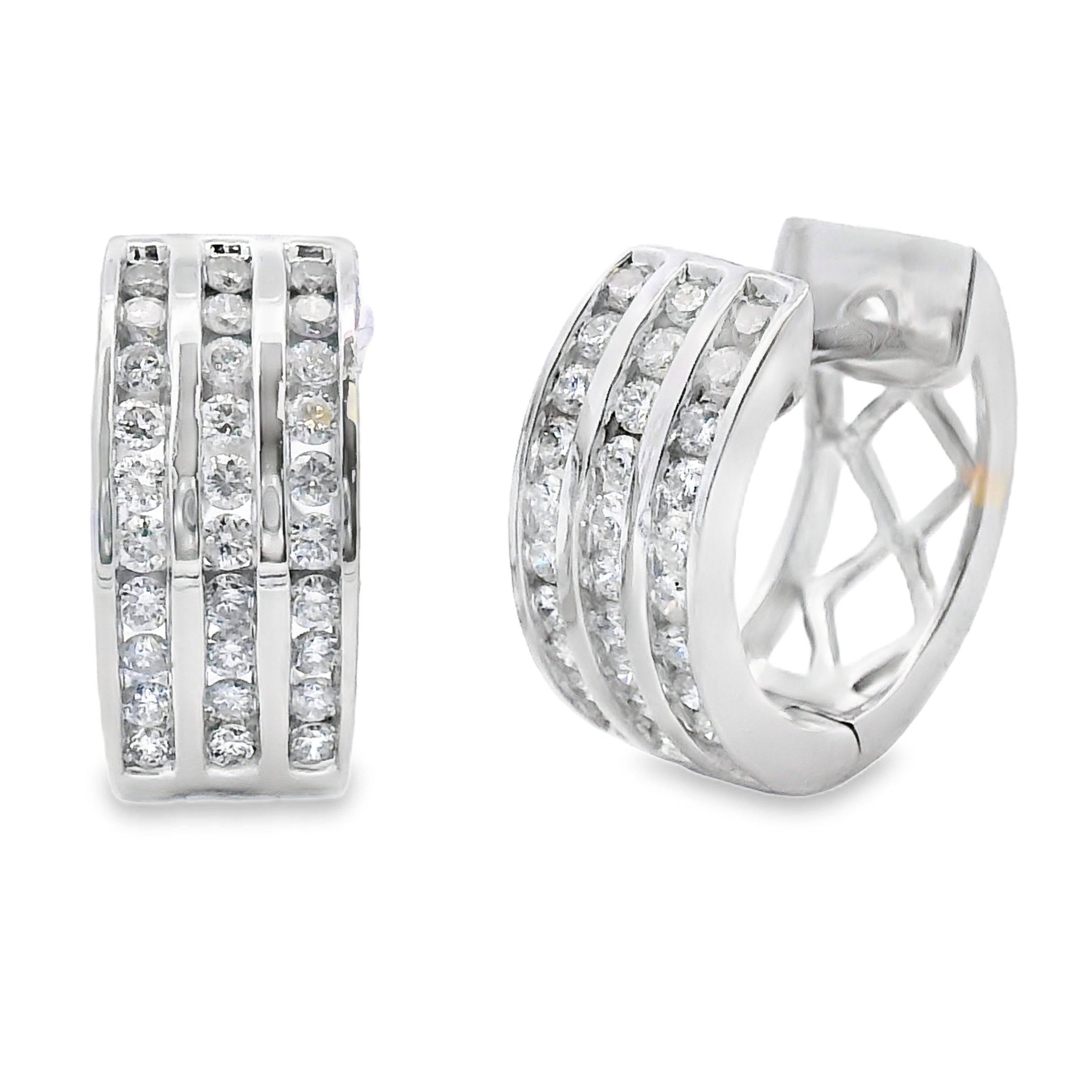 Genuine .50ct Diamond Hoop Earrings 14KT White Gold by Bids.com
