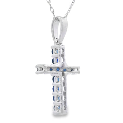 .29ct Sapphire Cross Religious Pendant 14KT White Gold by Bids.com