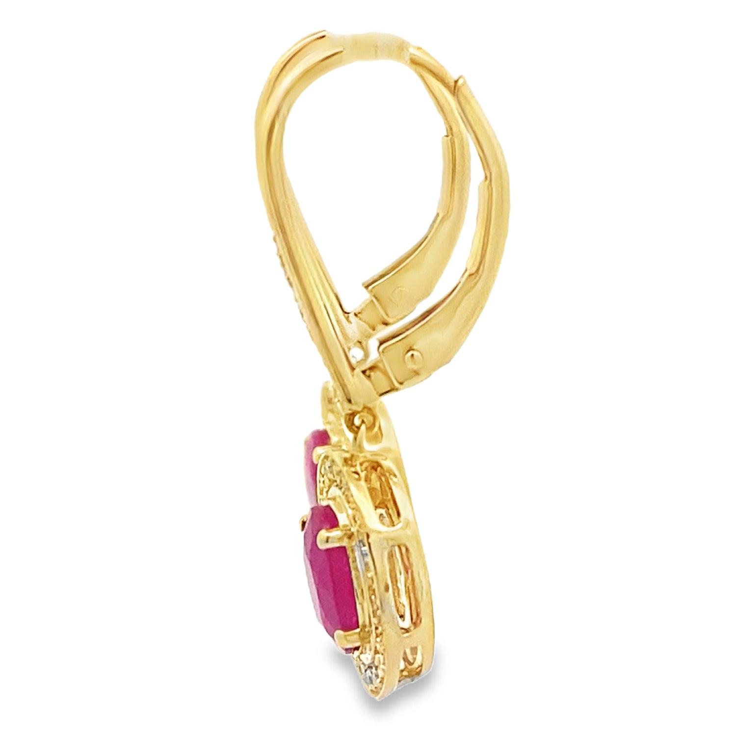 1.28ct Ruby Diamond Dangle Earrings 10KT Yellow Gold by Bids.com