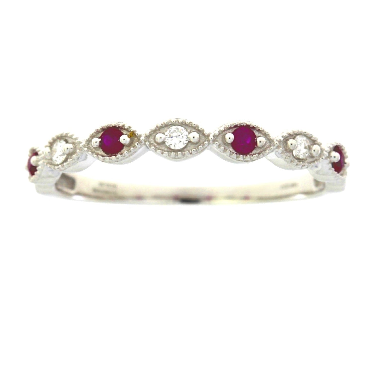 .15ct Ruby Diamond Wedding Band Ring 14KT White Gold by Bids.com