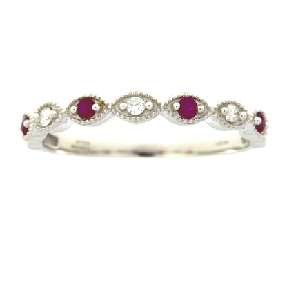 .15ct Ruby Diamond Wedding Band Ring 14KT White Gold by Bids.com