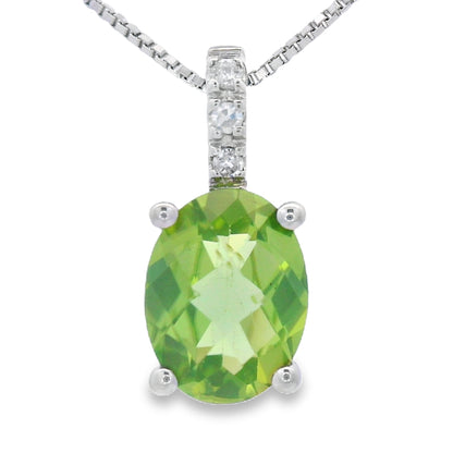 1.34ct Peridot Diamond Fashion Pendants 10KT White Gold by Bids.com