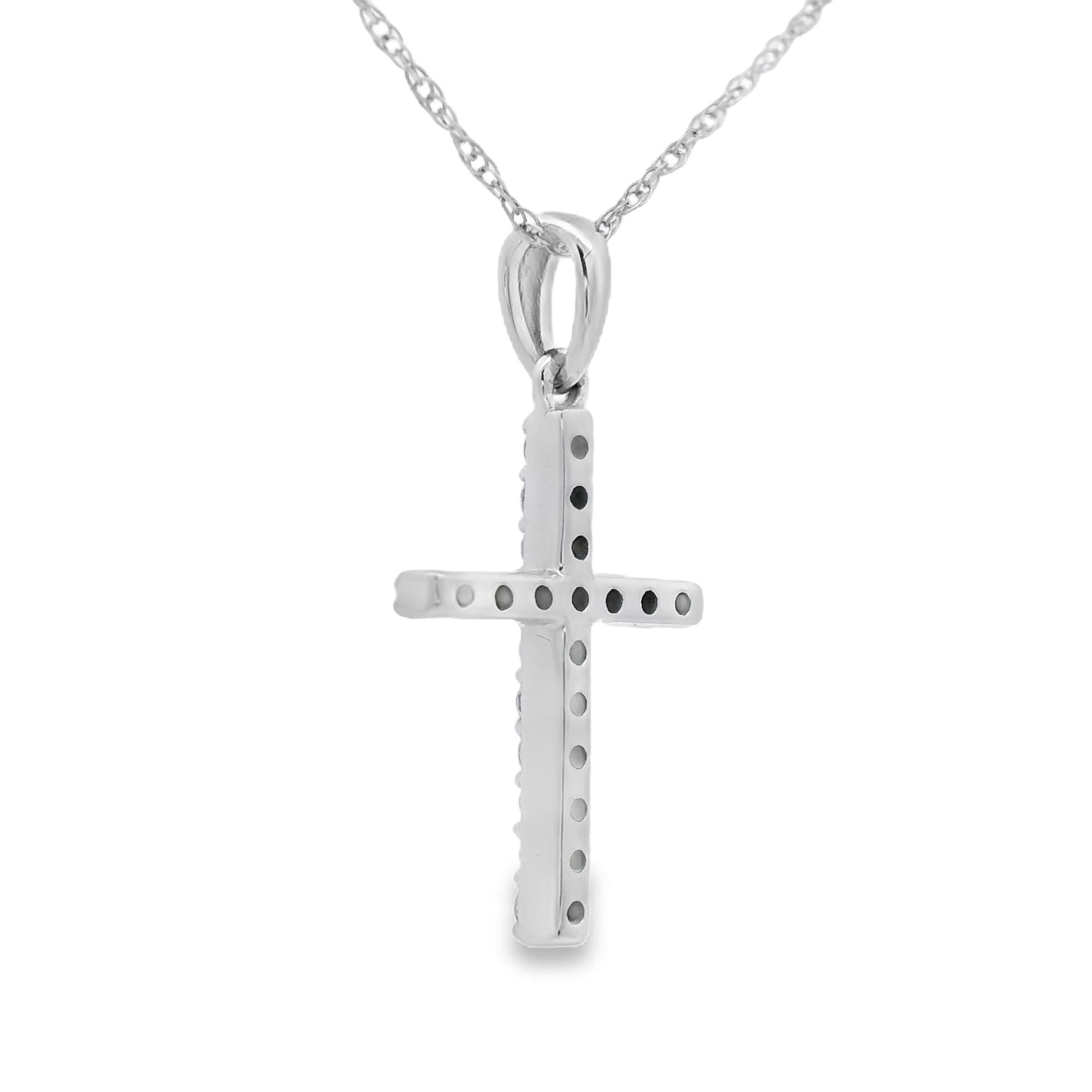 .13ct Diamond Cross Religious Pendant 14KT White Gold by Bids.com