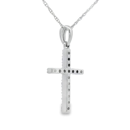 .13ct Diamond Cross Religious Pendant 14KT White Gold by Bids.com