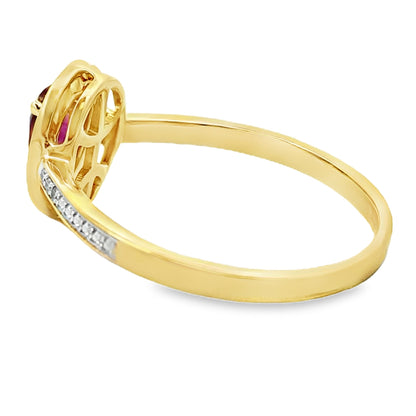 Genuine .56ct Garnet Diamond Ring 10KT Yellow Gold by Bids.com