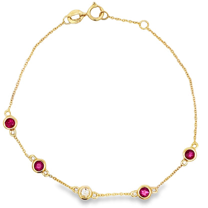 Genuine .66ct Ruby Diamond Bracelet 14KT Yellow Gold by Bids.com