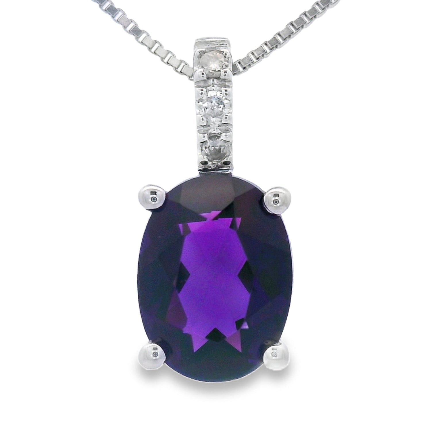 Amethyst Diamond Fashion Pendants 10KT White Gold by Bids.com
