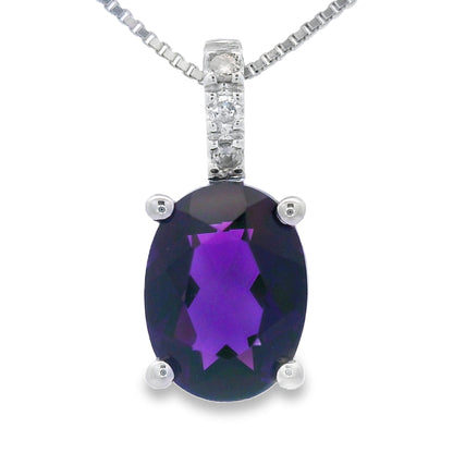 Amethyst Diamond Fashion Pendants 10KT White Gold by Bids.com