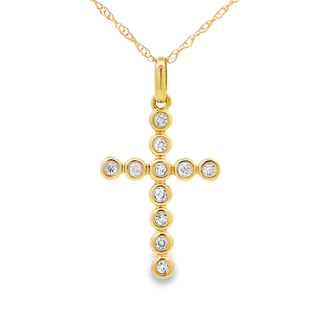 .09ct Diamond Cross Religious Pendant 14KT Yellow Gold by Bids.com