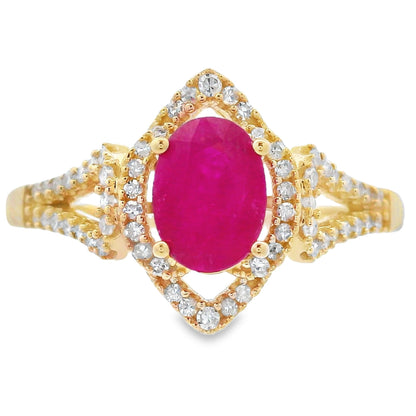 Genuine 1.26ct Ruby Diamond Ring 14KT Yellow Gold by Bids.com