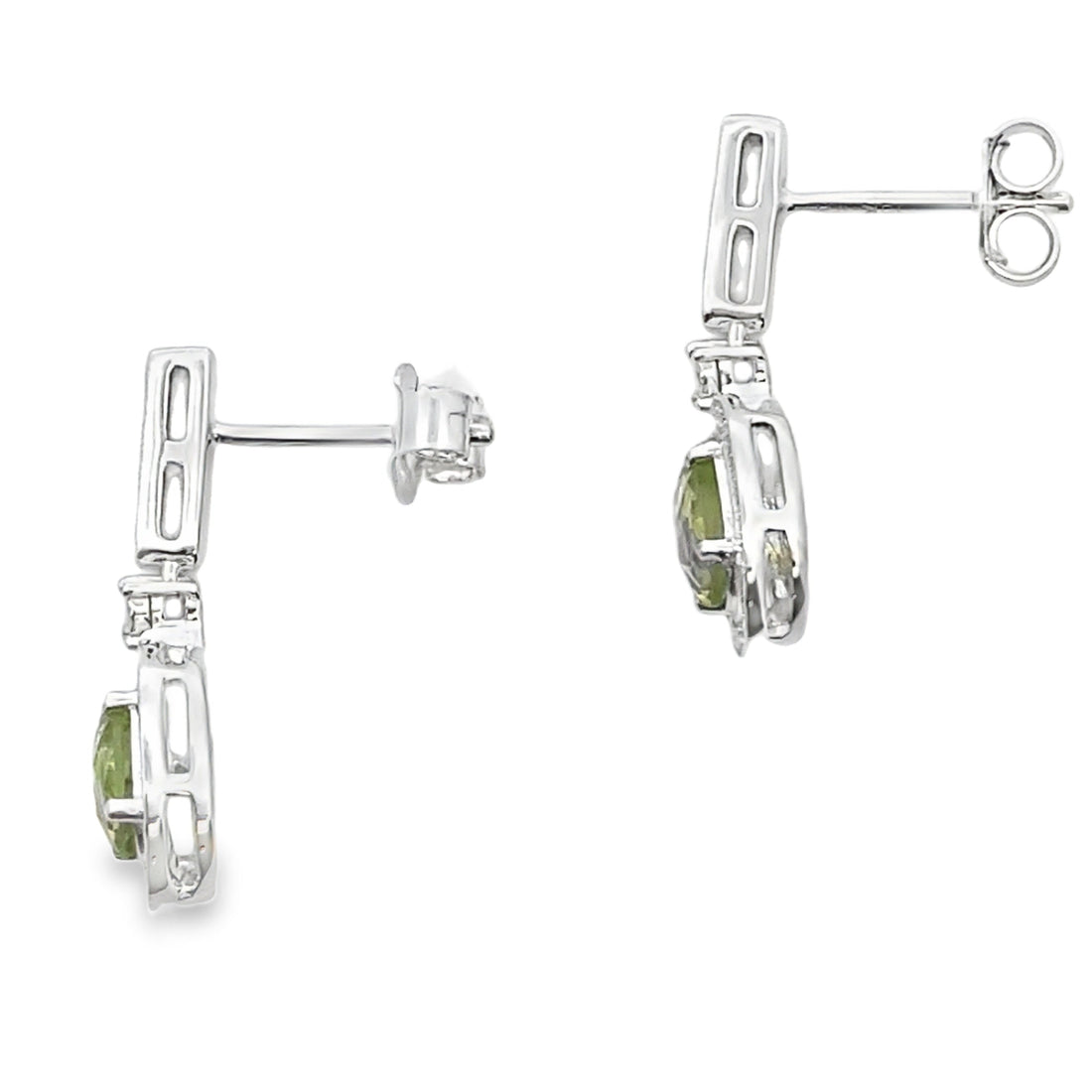 1.23ct Peridot Diamond Dangle Earrings 10KT White Gold by Bids.com