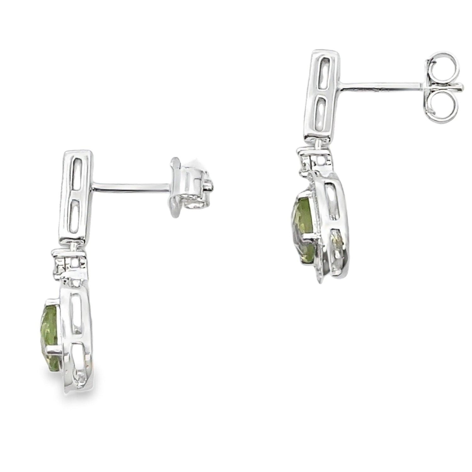 1.23ct Peridot Diamond Dangle Earrings 10KT White Gold by Bids.com