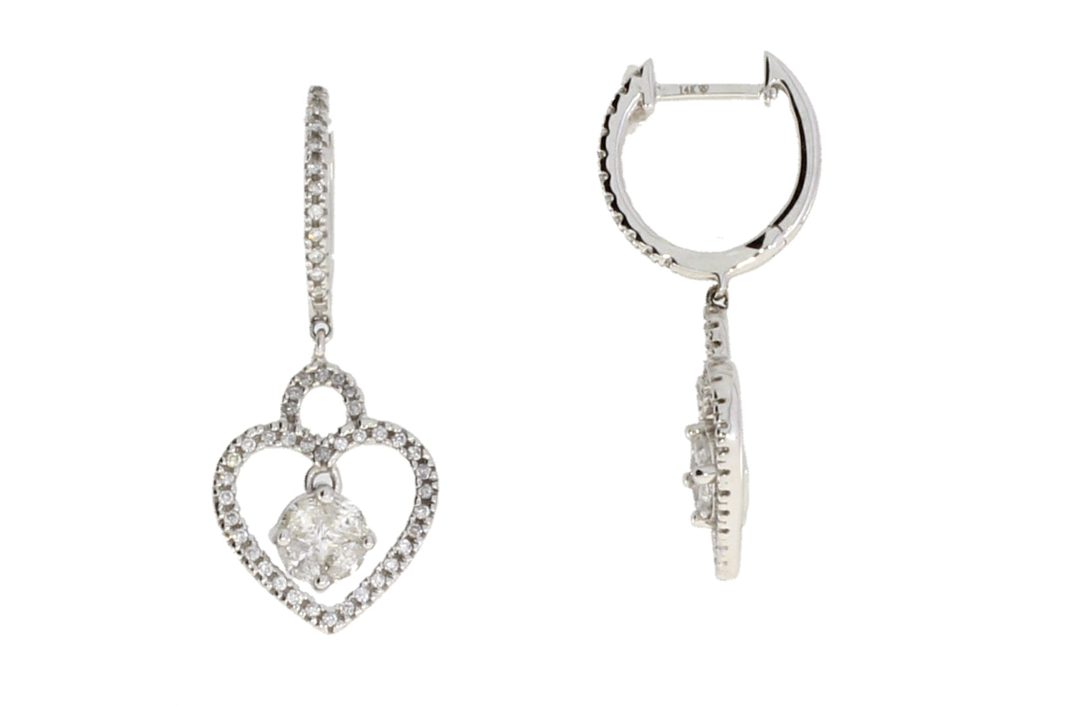 Natural .50ct Diamond Dangle Earrings 14KT White Gold by Bids.com