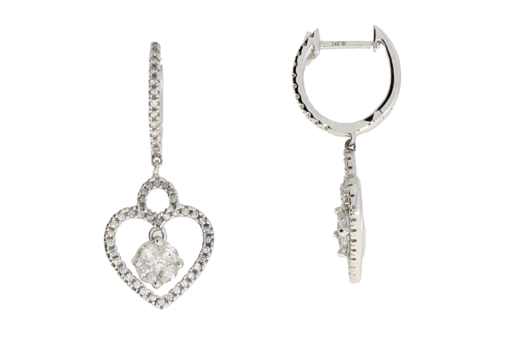 Natural .50ct Diamond Dangle Earrings 14KT White Gold by Bids.com