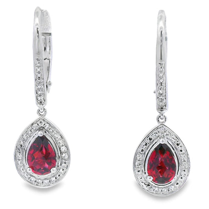 1.05ct Garnet Diamond Dangle Earrings 10KT White Gold by Bids.com