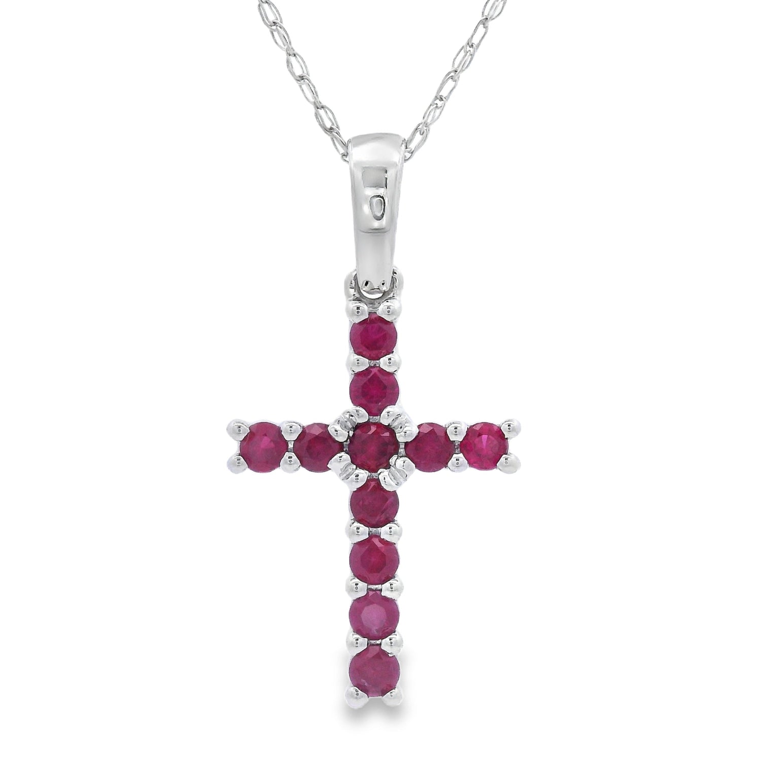 .29ct Ruby Cross Religious Pendant 14KT White Gold by Bids.com