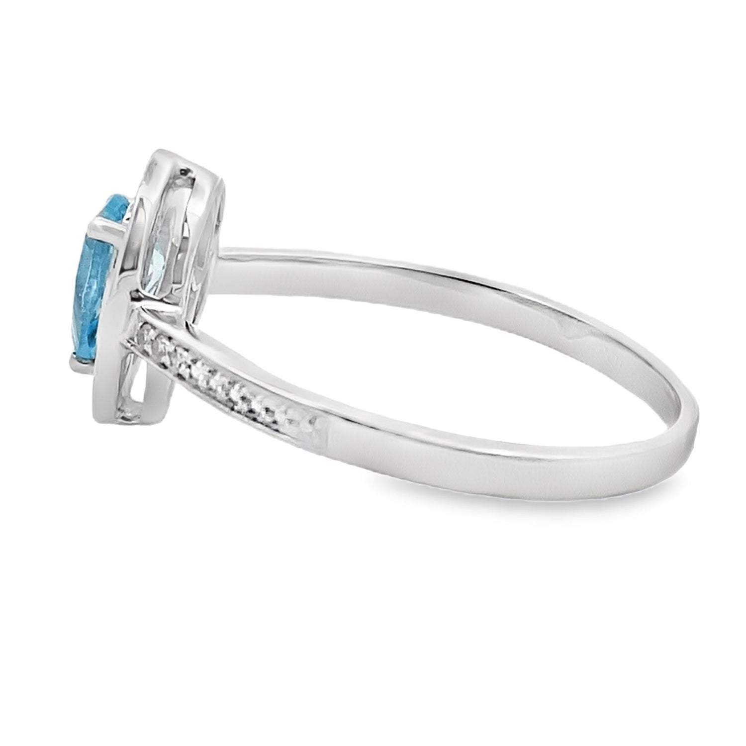 Natural .54ct Blue Topaz Diamond Ring 10KT White Gold by Bids.com