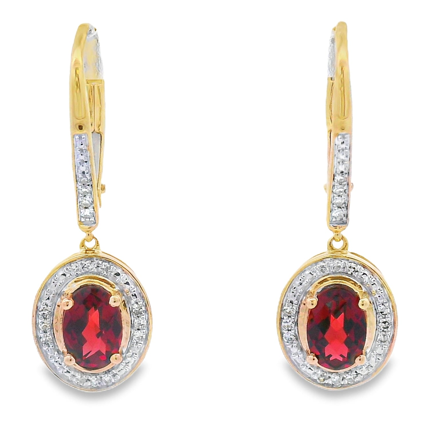 1.41ct Garnet Diamond Dangle Earrings 10KT Yellow Gold by Bids.com