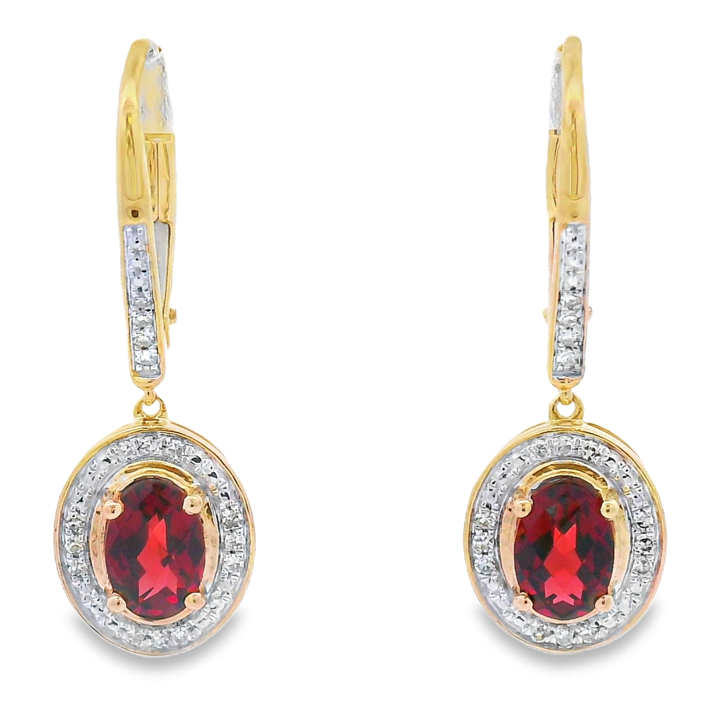 1.41ct Garnet Diamond Dangle Earrings 10KT Yellow Gold by Bids.com