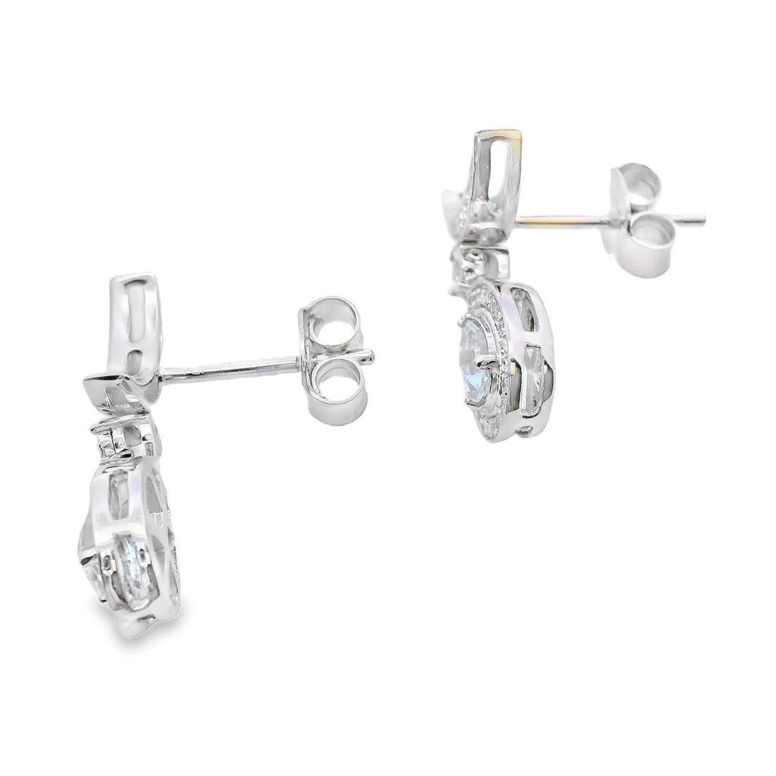 Aquamarine Diamond Dangle Earrings 10KT White Gold by Bids.com