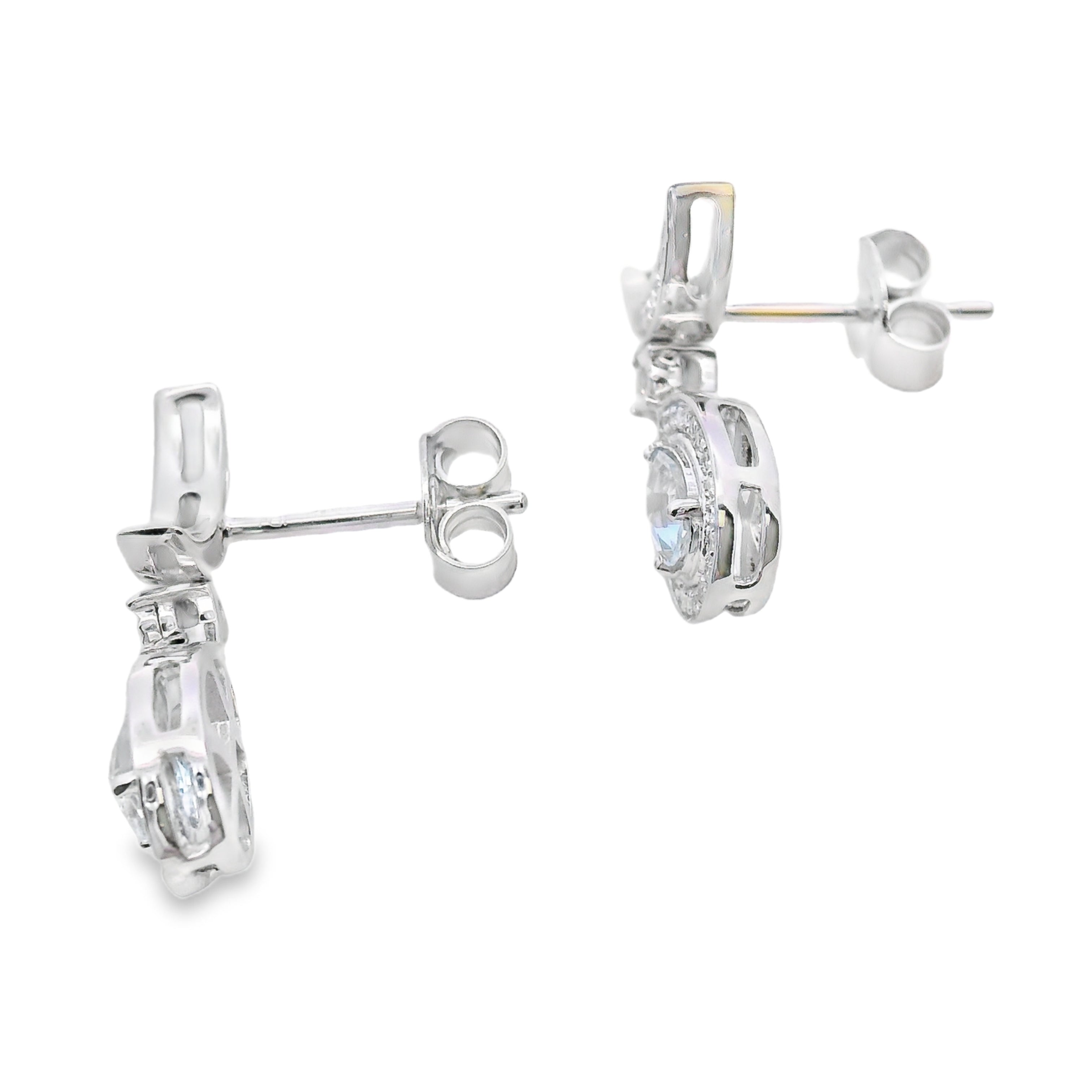Aquamarine Diamond Dangle Earrings 10KT White Gold by Bids.com