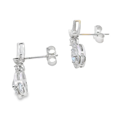 Aquamarine Diamond Dangle Earrings 10KT White Gold by Bids.com