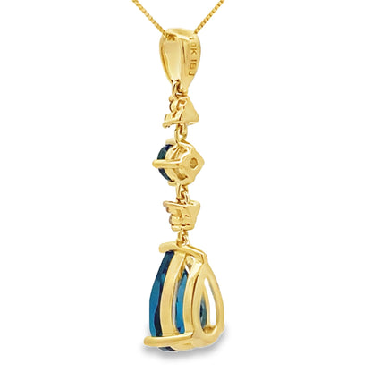 London Blue Topaz Fashion Pendants 10KT Yellow Gold by Bids.com