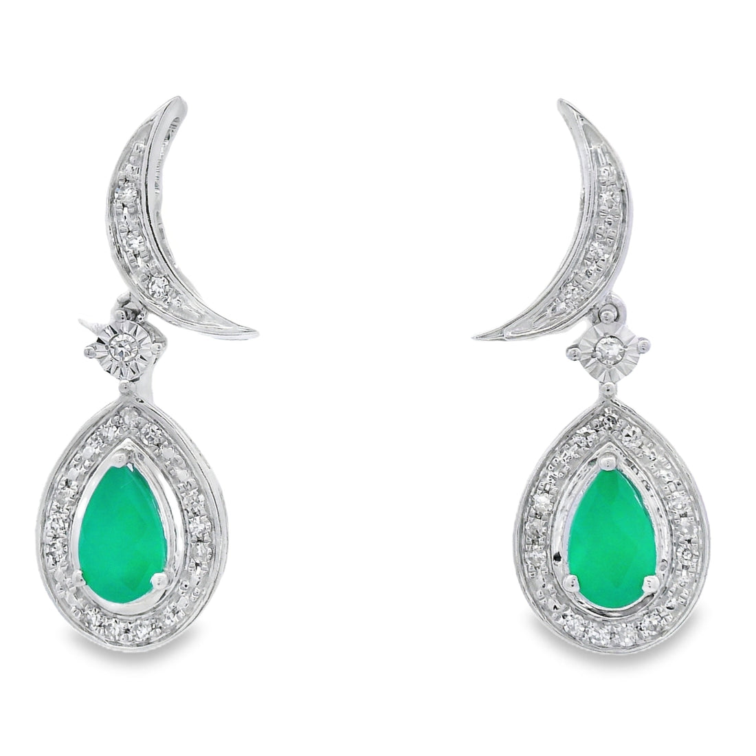 Chalcedony Diamond Dangle Earrings 10KT White Gold by Bids.com