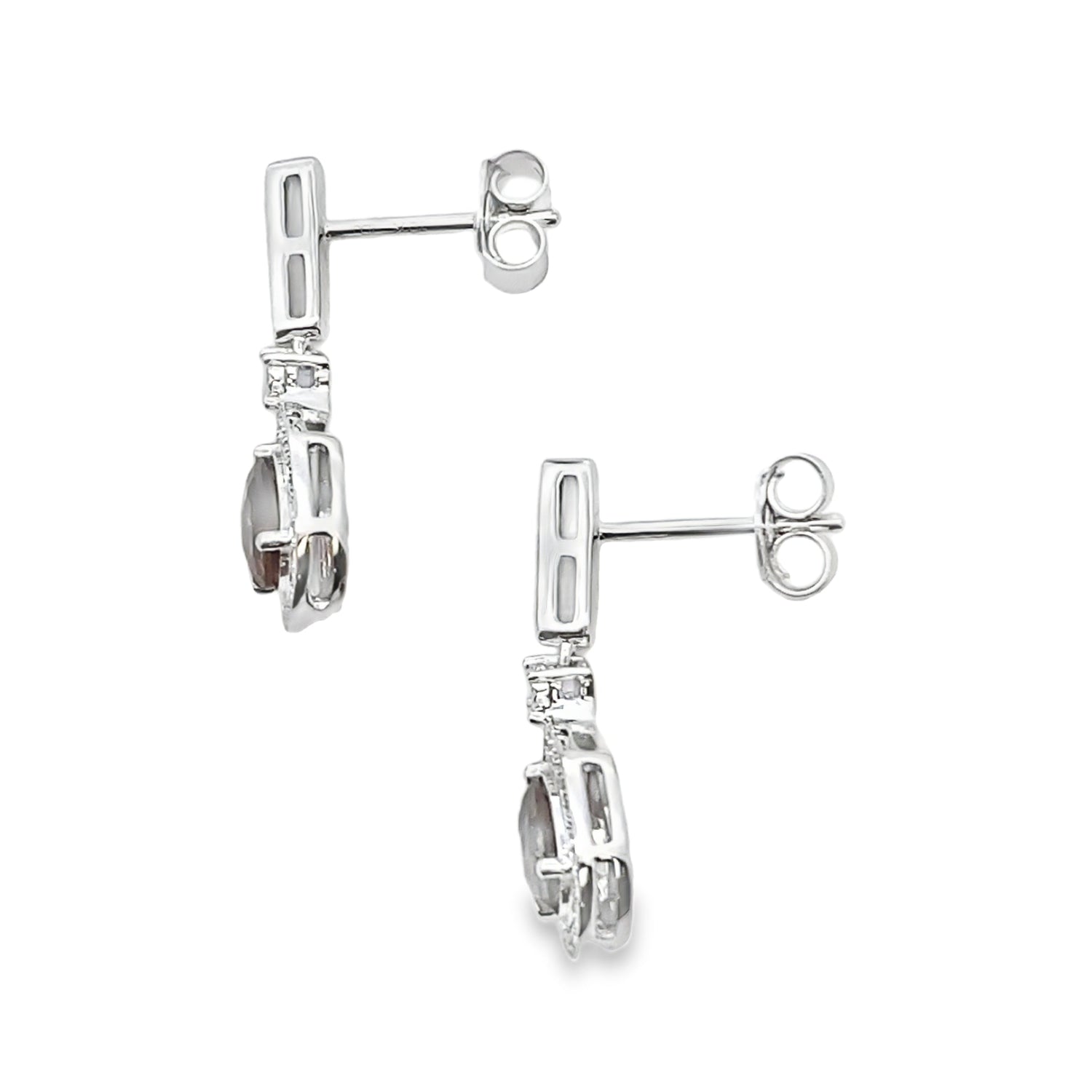 .84ct Quartz Diamond Dangle Earrings 10KT White Gold by Bids.com