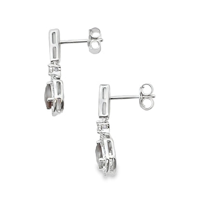 .84ct Quartz Diamond Dangle Earrings 10KT White Gold by Bids.com