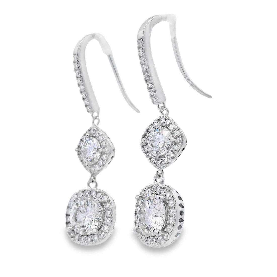 8.51ct Moissanite Dangle Earrings Sterling Silver by Bids.com