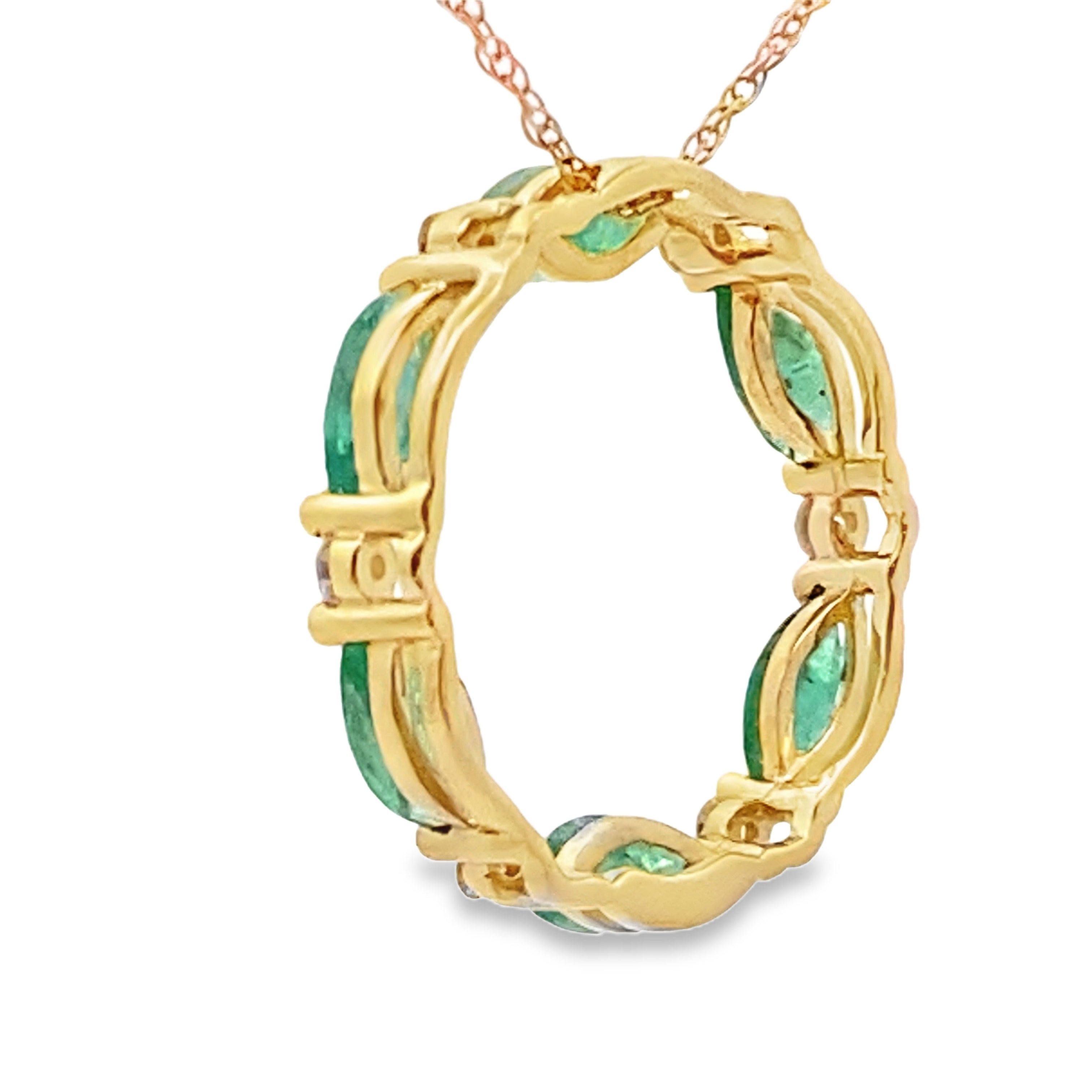 Emerald Diamond Circle of Love Pendant 10KT Yellow Gold by Bids.com