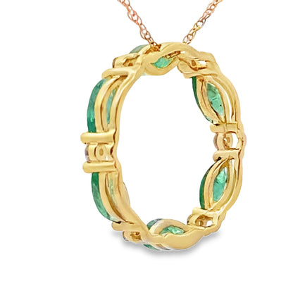 Emerald Diamond Circle of Love Pendant 10KT Yellow Gold by Bids.com