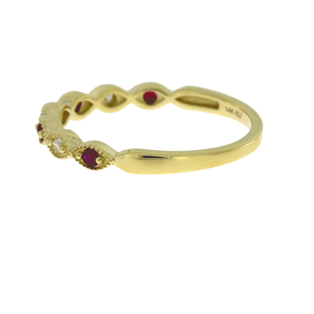 .15ct Ruby Diamond Wedding Band Ring 14KT Yellow Gold by Bids.com
