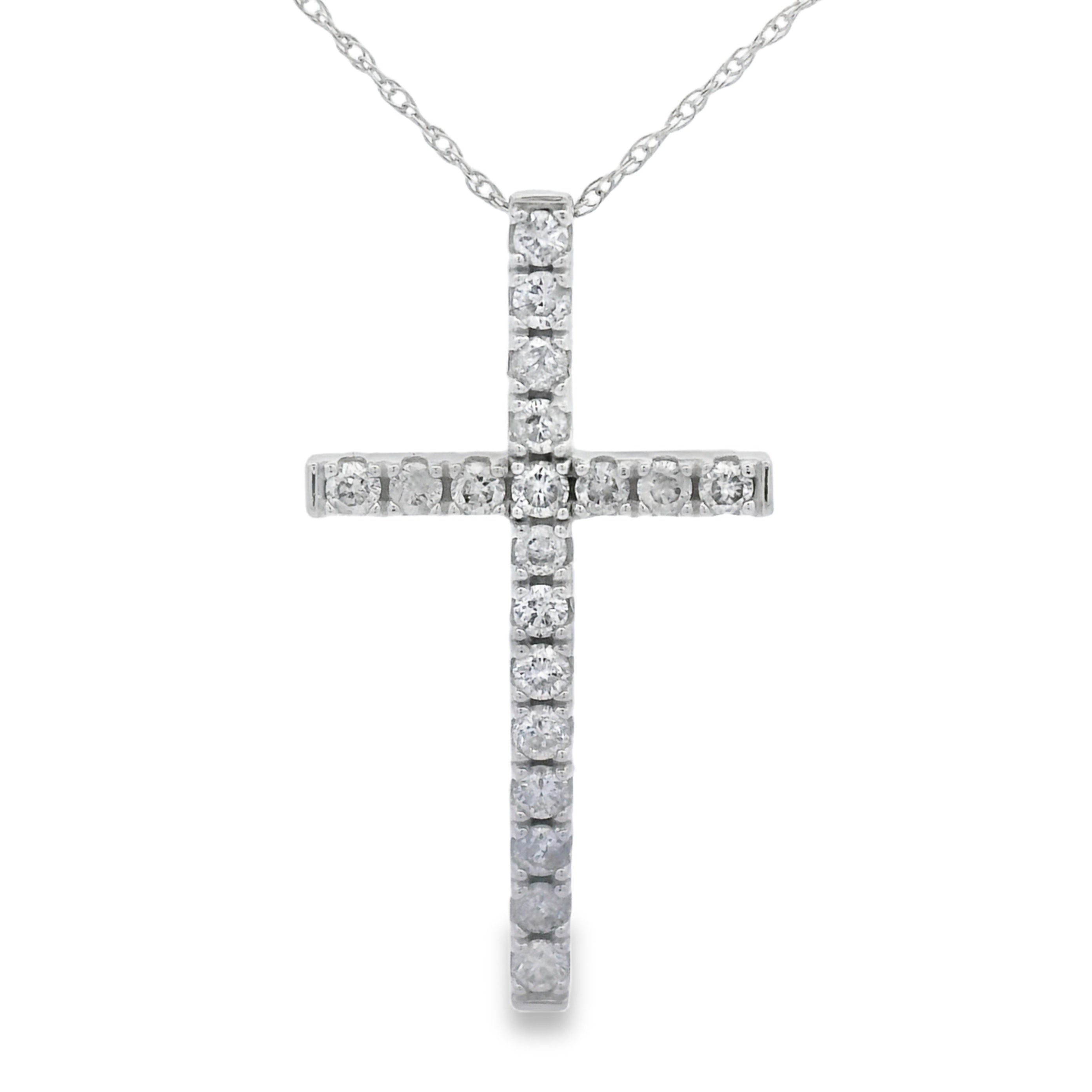 .50ct Diamond Cross Religious Pendant 14KT White Gold by Bids.com