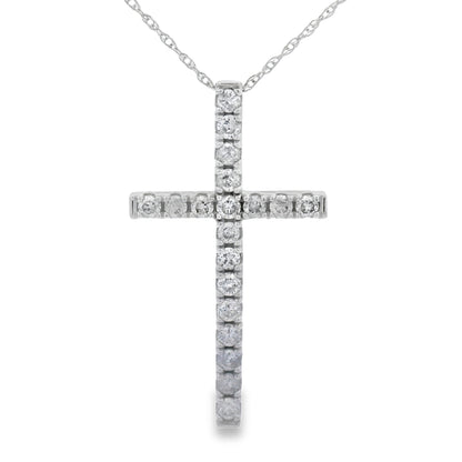 .50ct Diamond Cross Religious Pendant 14KT White Gold by Bids.com