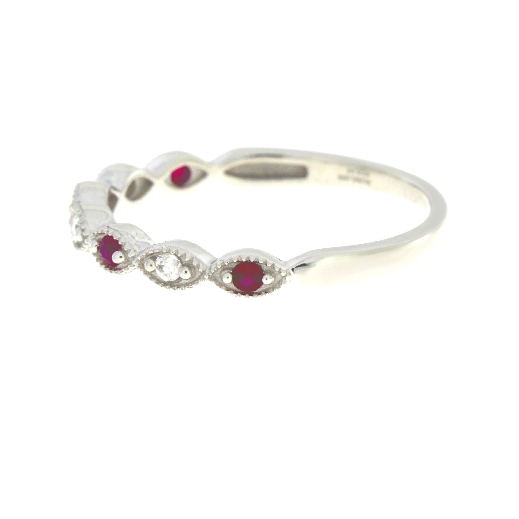 .15ct Ruby Diamond Wedding Band Ring 14KT White Gold by Bids.com