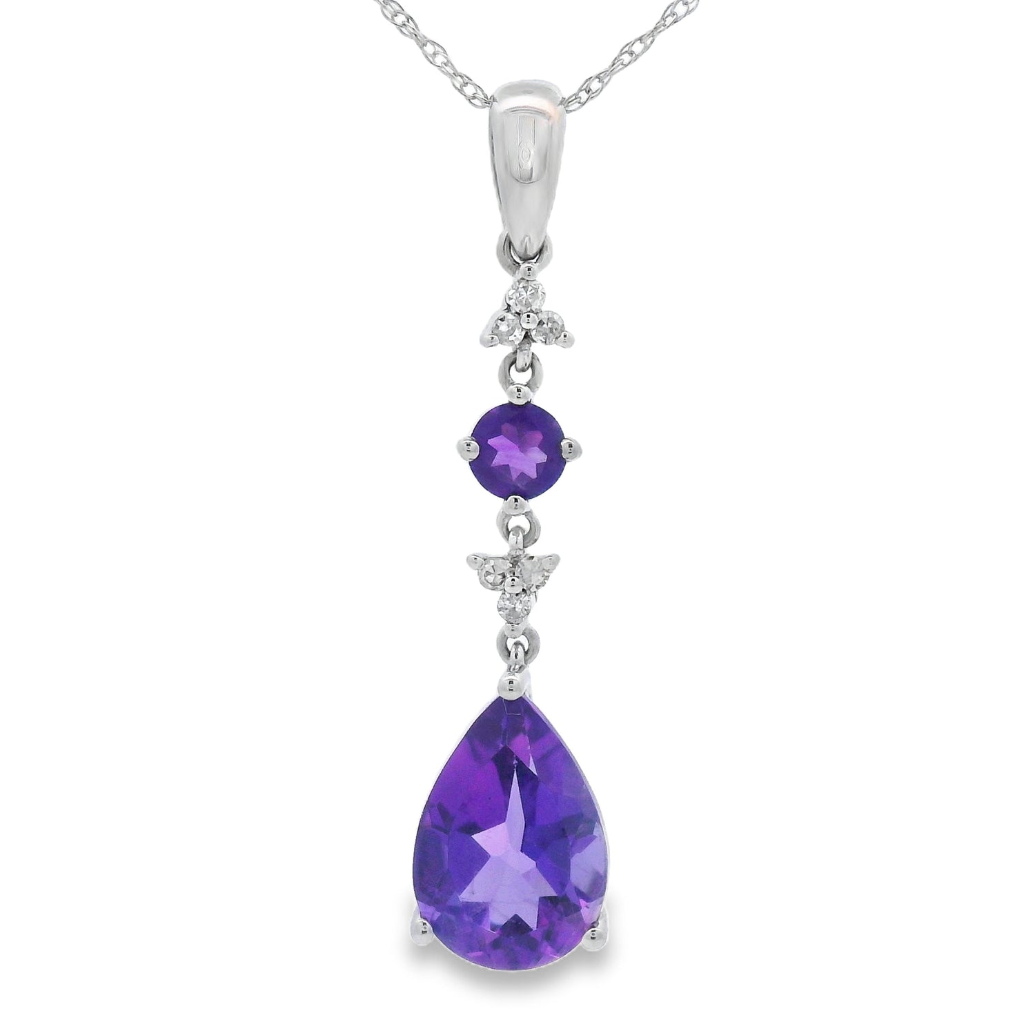 Amethyst Diamond Fashion Pendants 10KT White Gold by Bids.com