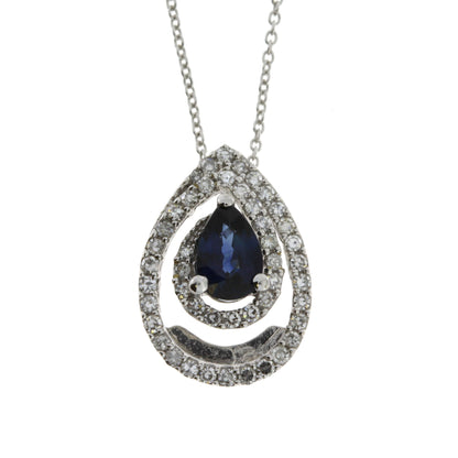 .75ct Sapphire Diamond Fashion Pendants 14KT White Gold by Bids.com