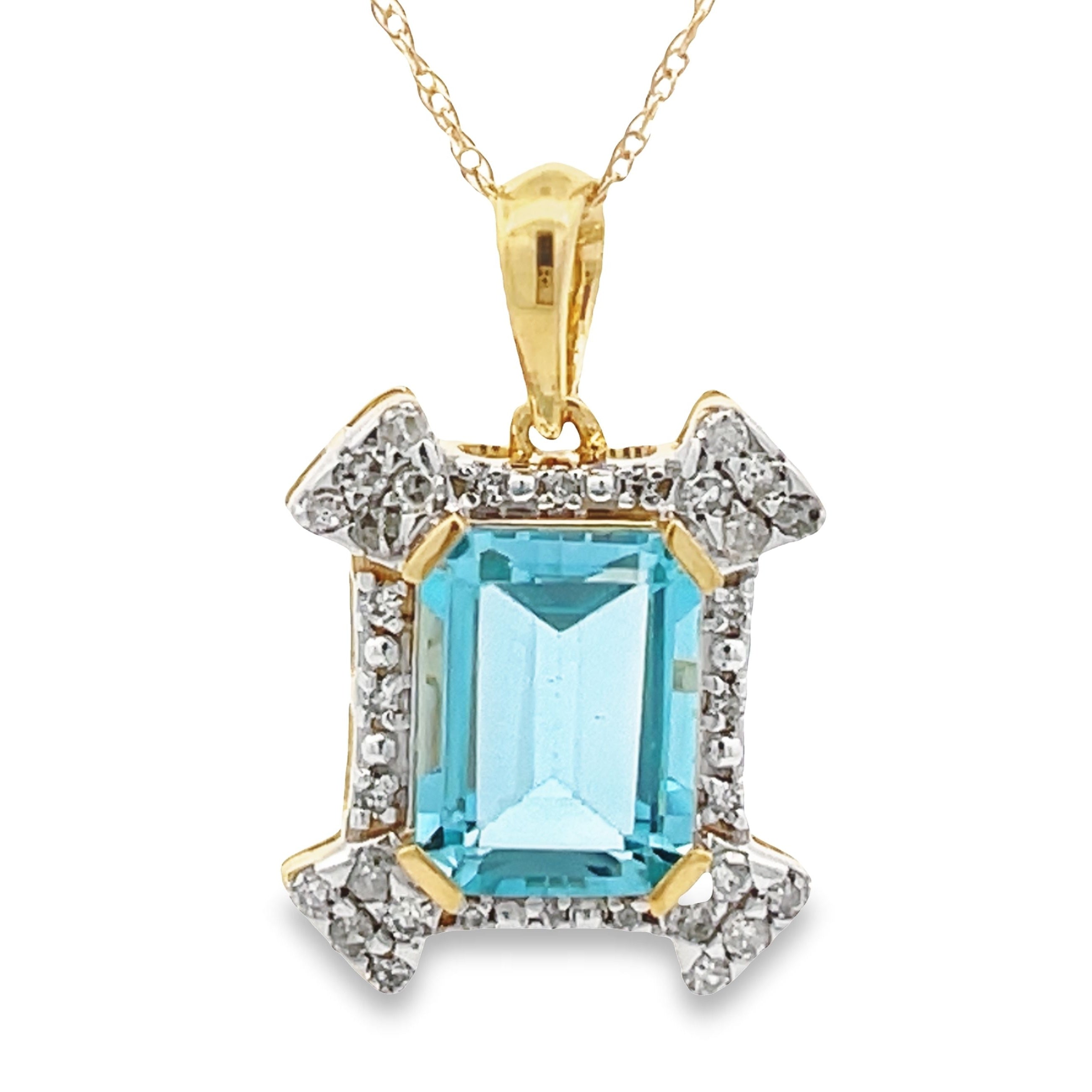 Blue Topaz Diamond Fashion Pendants 10KT Yellow Gold by Bids.com