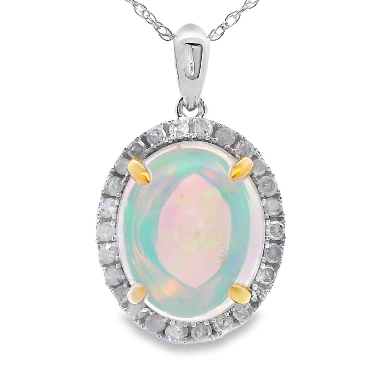 2.39ct Opal Diamond Fashion Pendants 10KT White Gold by Bids.com