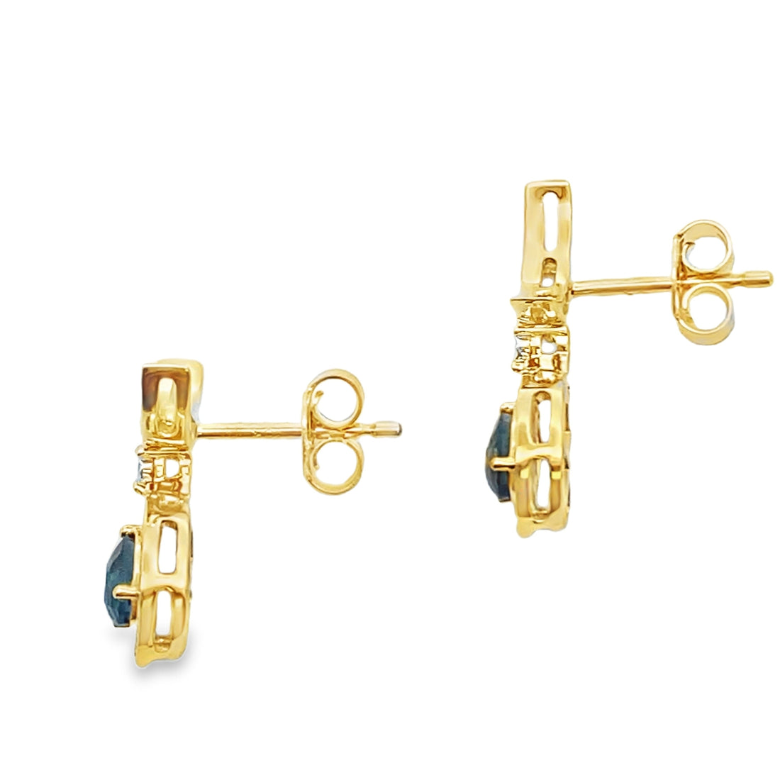 London Blue Topaz Dangle Earrings 10KT Yellow Gold by Bids.com