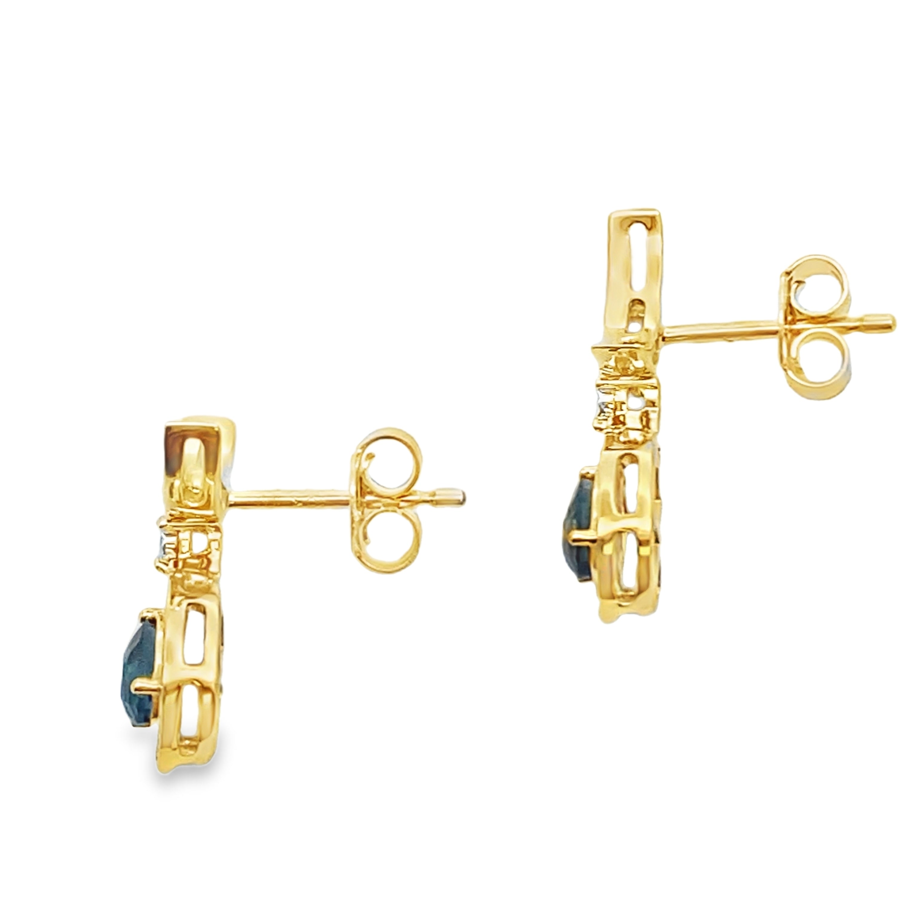 London Blue Topaz Dangle Earrings 10KT Yellow Gold by Bids.com