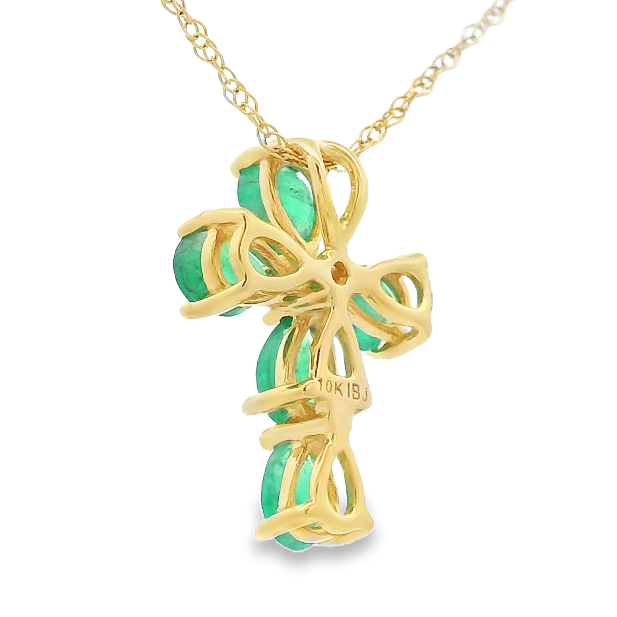 .52ct Emerald Cross Religious Pendant 10KT Yellow Gold by Bids.com