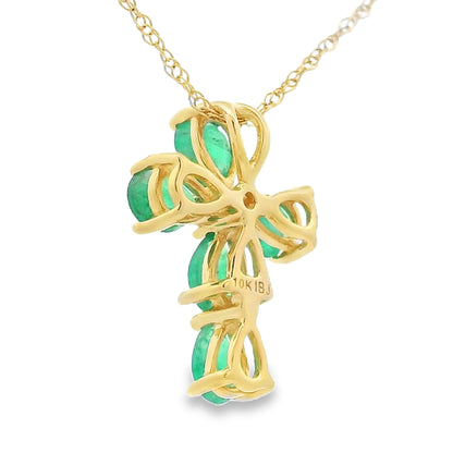.52ct Emerald Cross Religious Pendant 10KT Yellow Gold by Bids.com