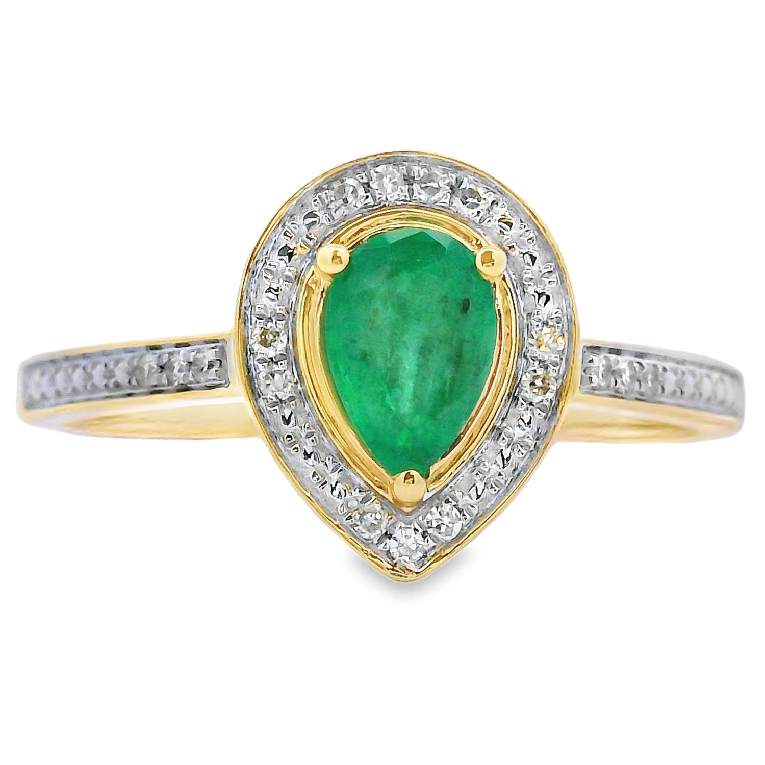 Natural .42ct Emerald Diamond Ring 10KT Yellow Gold by Bids.com