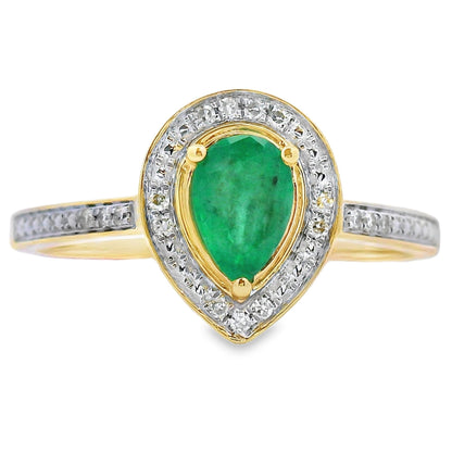 Natural .42ct Emerald Diamond Ring 10KT Yellow Gold by Bids.com