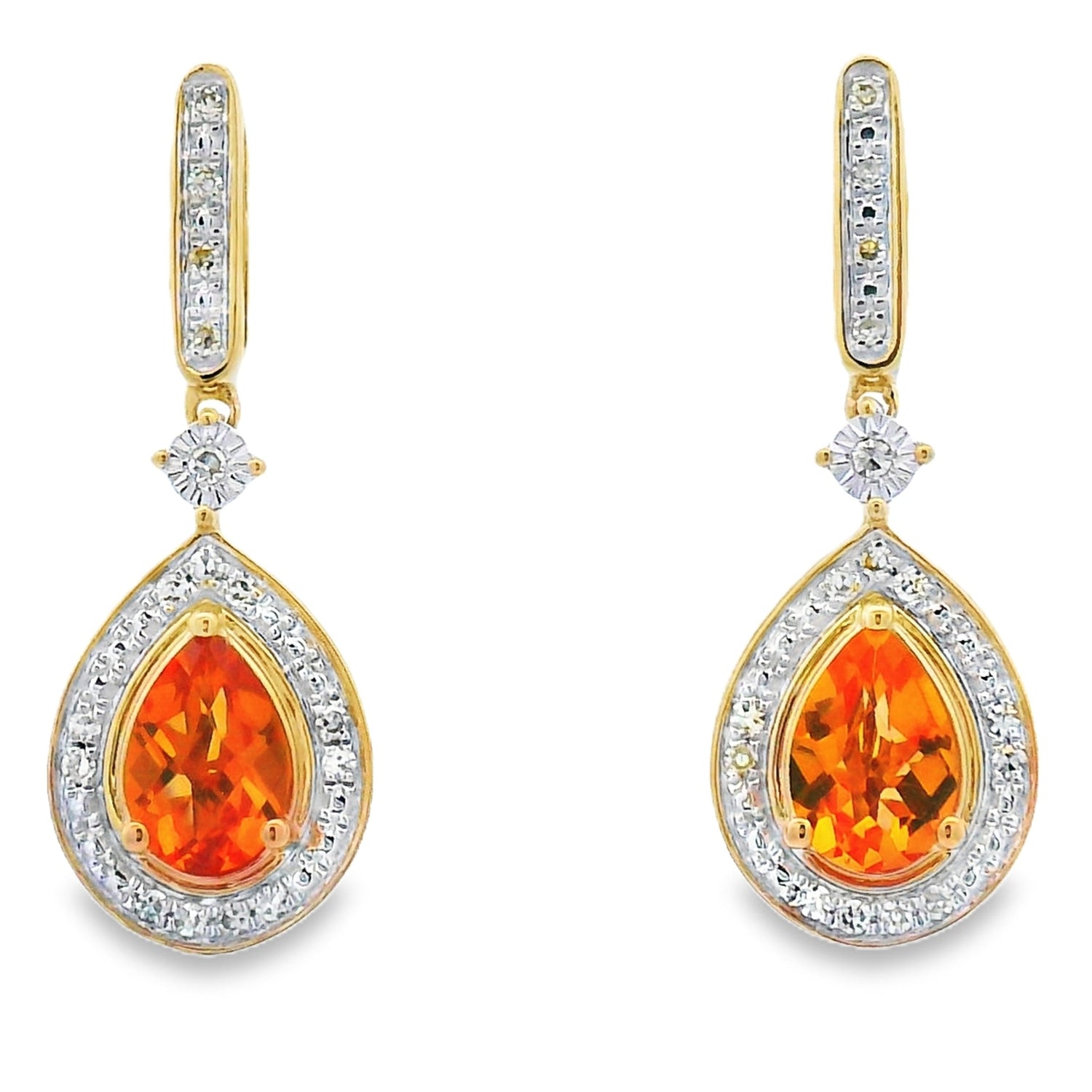 .89ct Citrine Diamond Dangle Earrings 10KT Yellow Gold by Bids.com