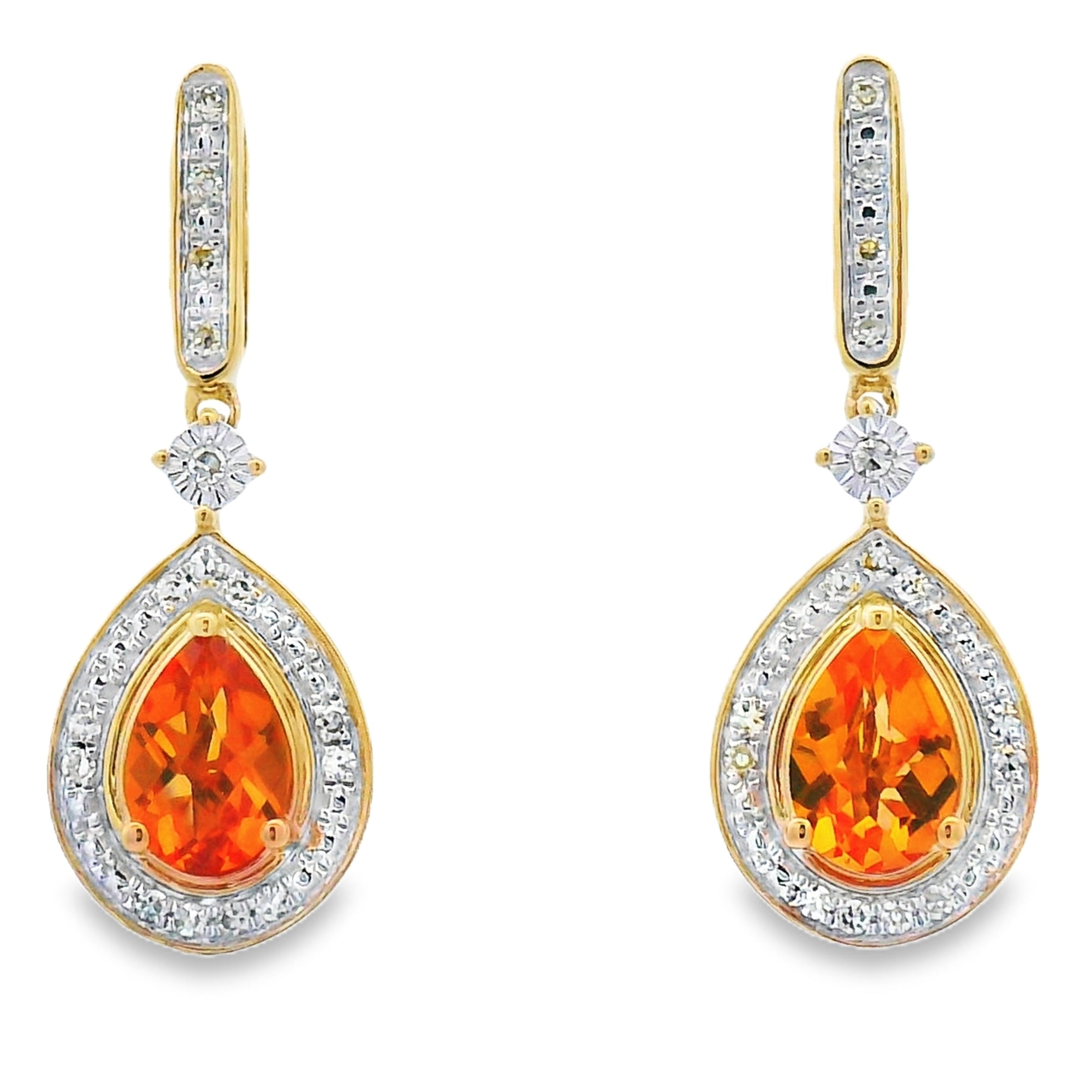 .89ct Citrine Diamond Dangle Earrings 10KT Yellow Gold by Bids.com