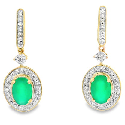 Chalcedony Diamond Dangle Earrings 10KT Yellow Gold by Bids.com